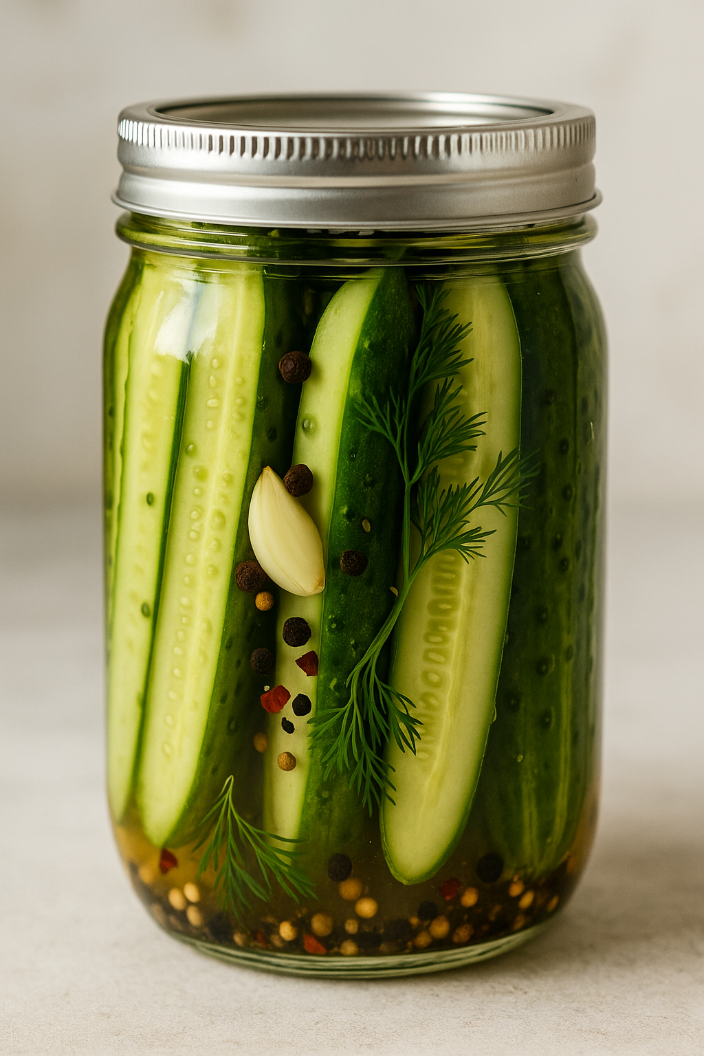 Dill Pickles in Mason Jar