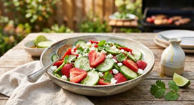 Strawberry Cucumber Cilantro Salad