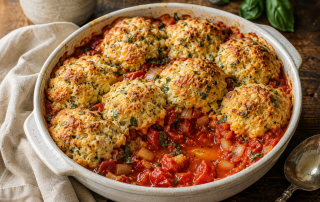 Tomato Cobbler with Cheddar Herb Biscuits