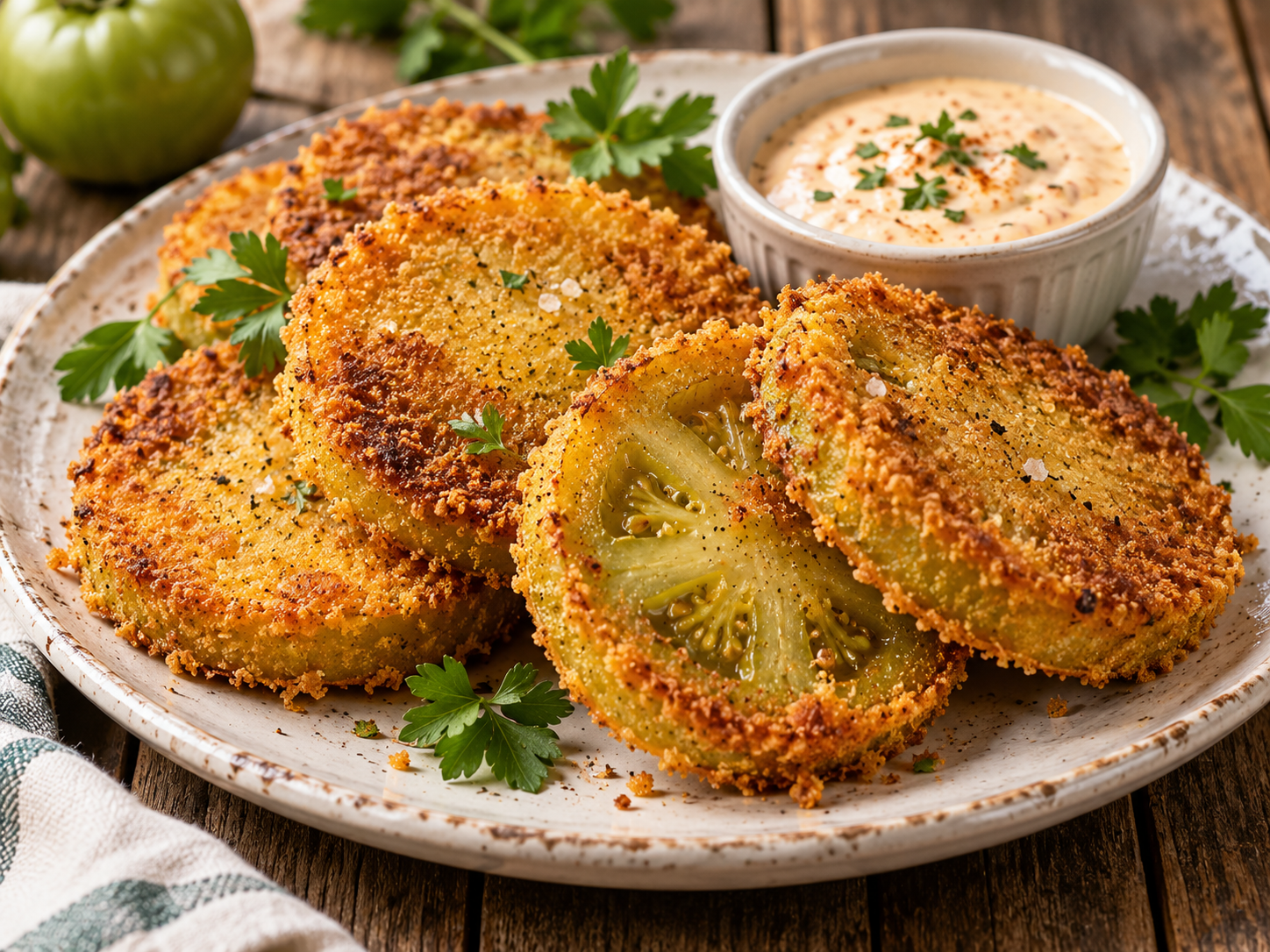 Crispy Fried Green Tomatoes with Herbs