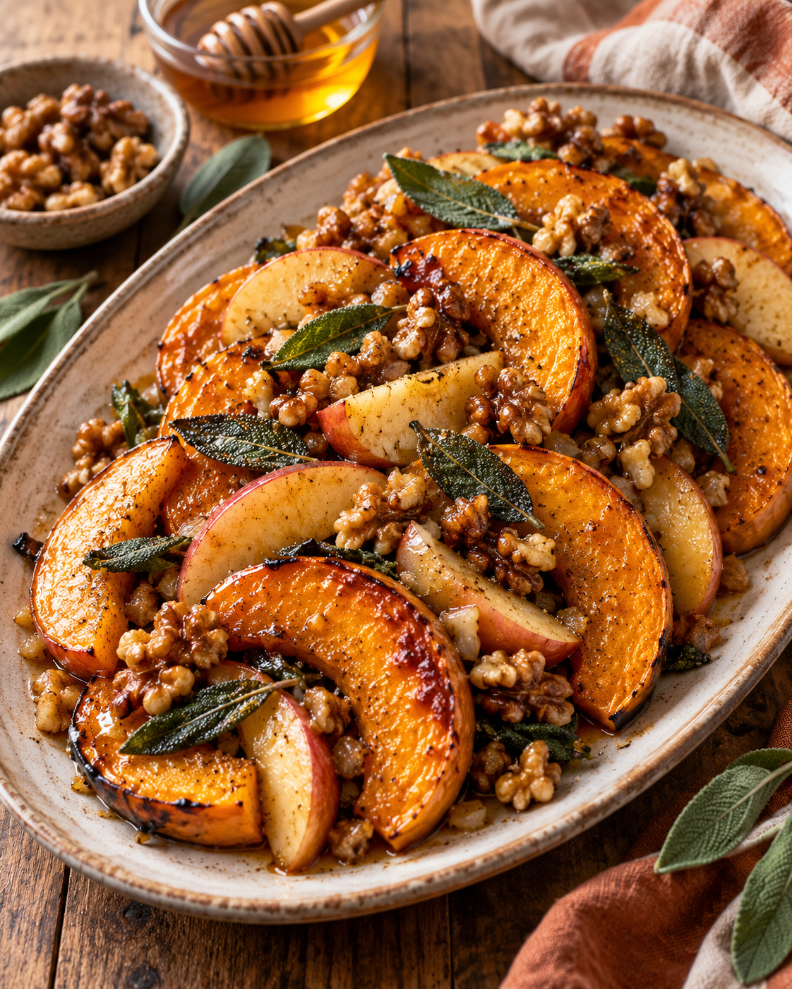 Glazed Autumn Squash with Apples and Sage